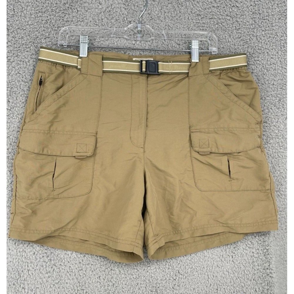 LL Bean Hiking Shorts Women’s Large Belted Cargo Nylon Outdoor Excellent